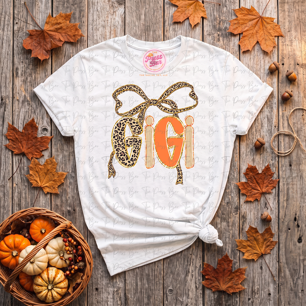 Leopard Bow Title Fall Shirt