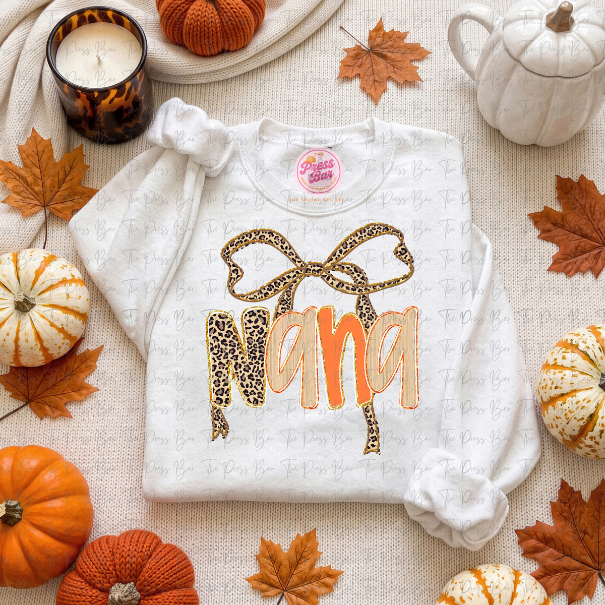 Leopard Bow Title Fall Shirt