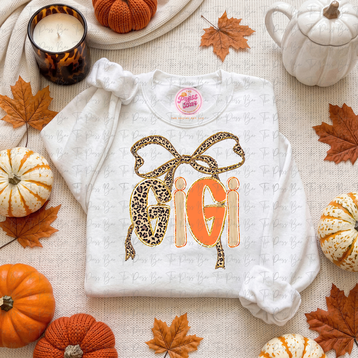 Leopard Bow Title Fall Shirt