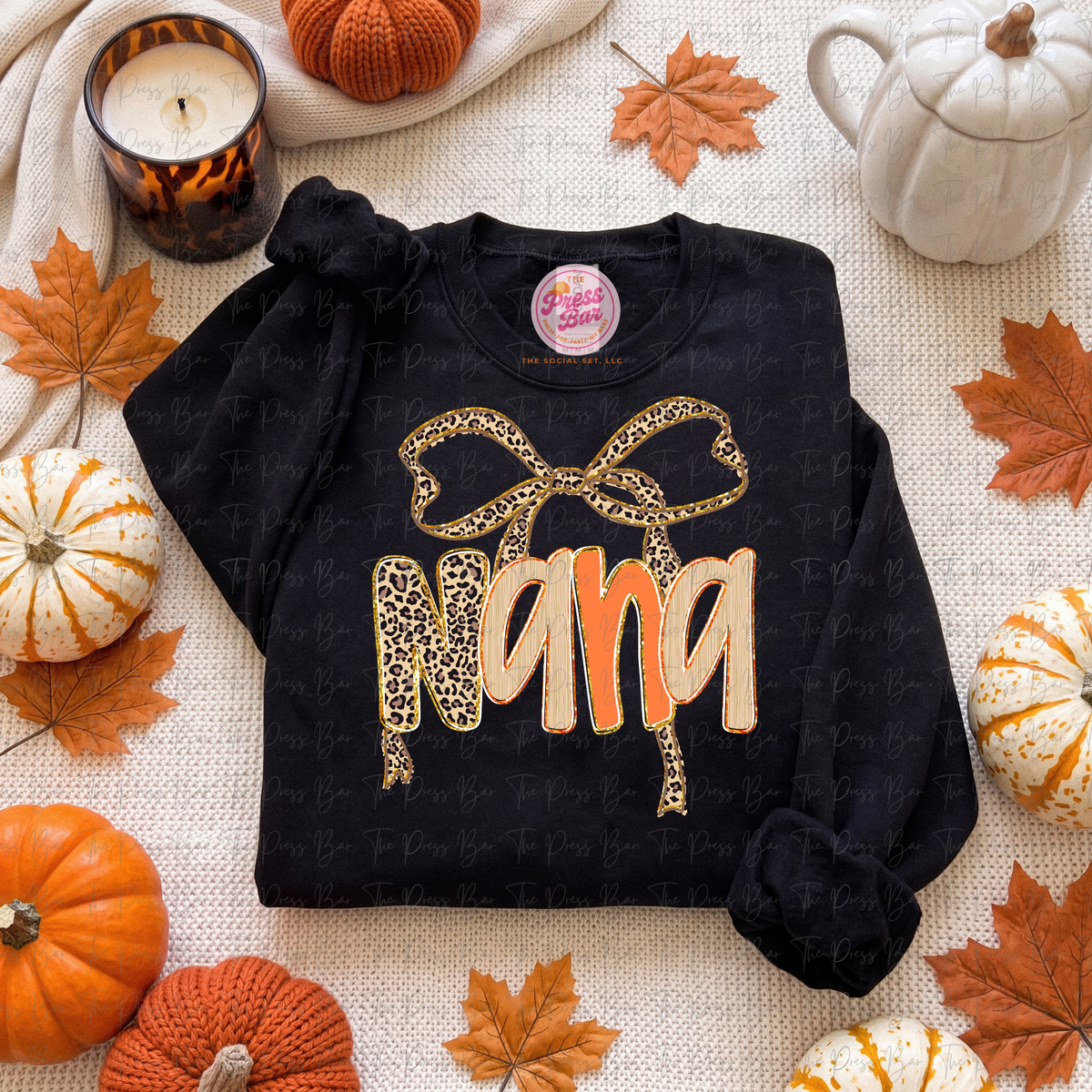 Leopard Bow Title Fall Shirt