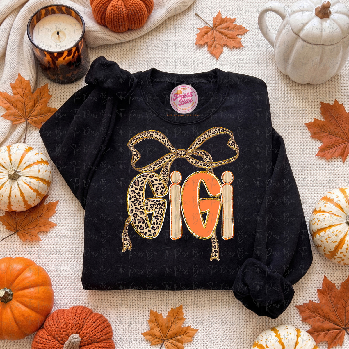 Leopard Bow Title Fall Shirt