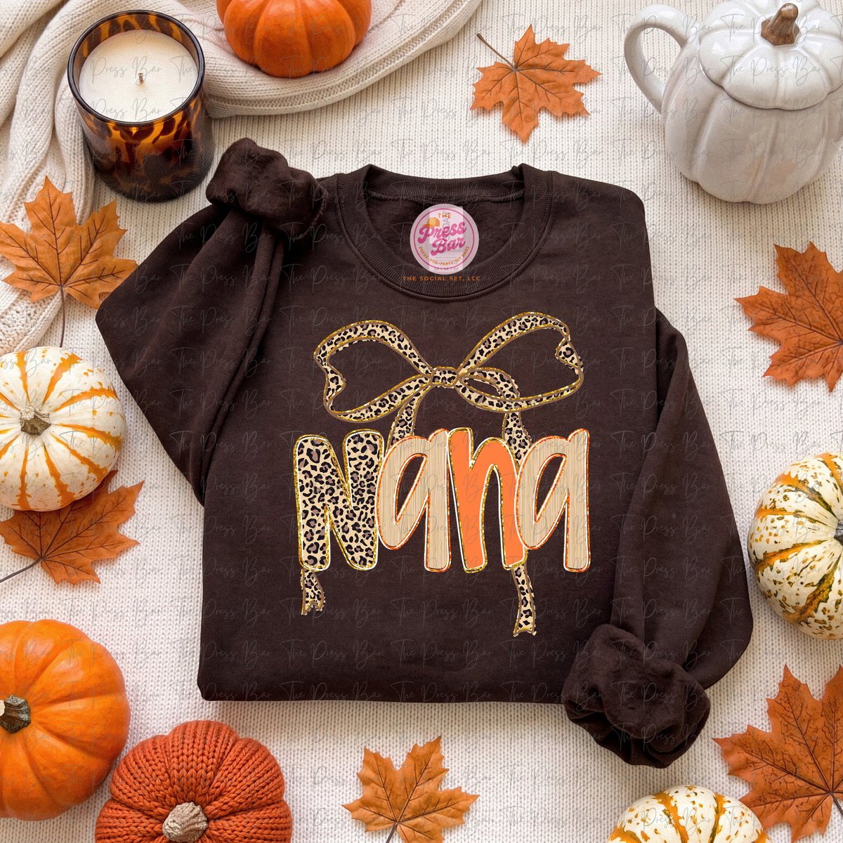 Leopard Bow Title Fall Shirt