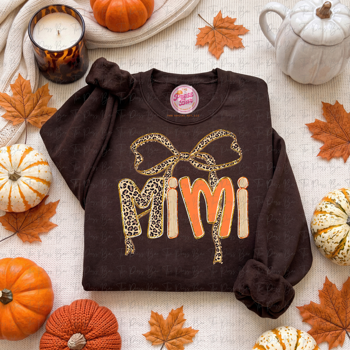 Leopard Bow Title Fall Shirt