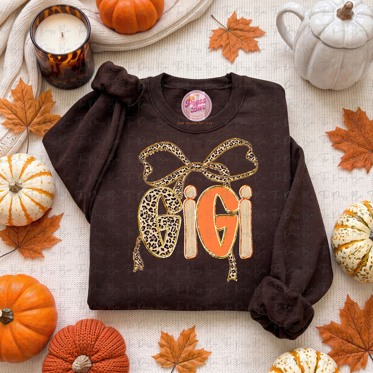 Leopard Bow Title Fall Shirt