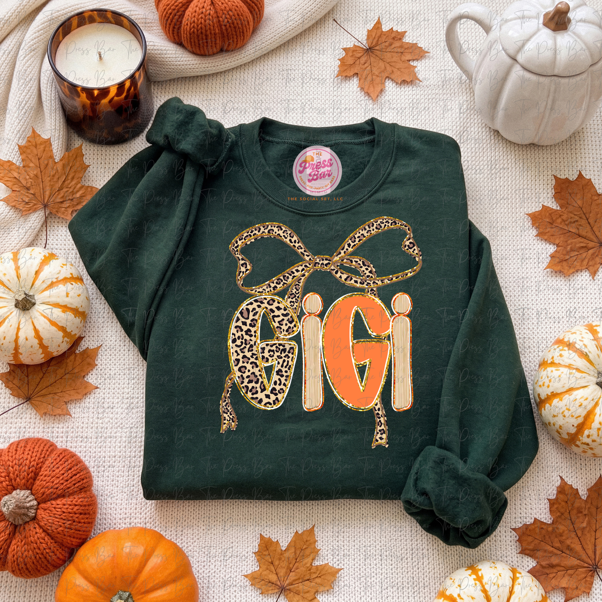 Leopard Bow Title Fall Shirt