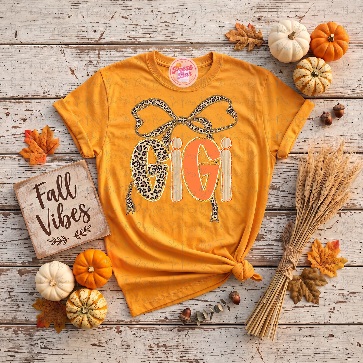 Leopard Bow Title Fall Shirt