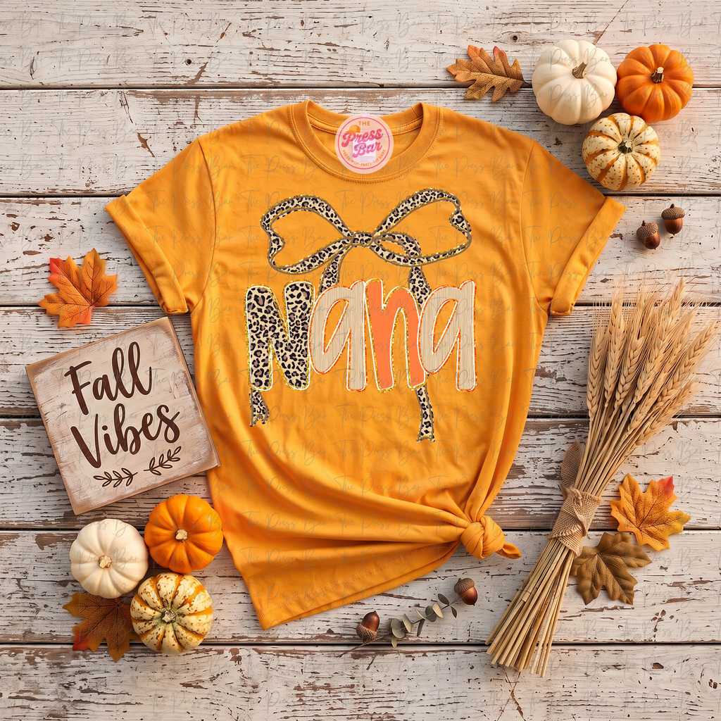 Leopard Bow Title Fall Shirt