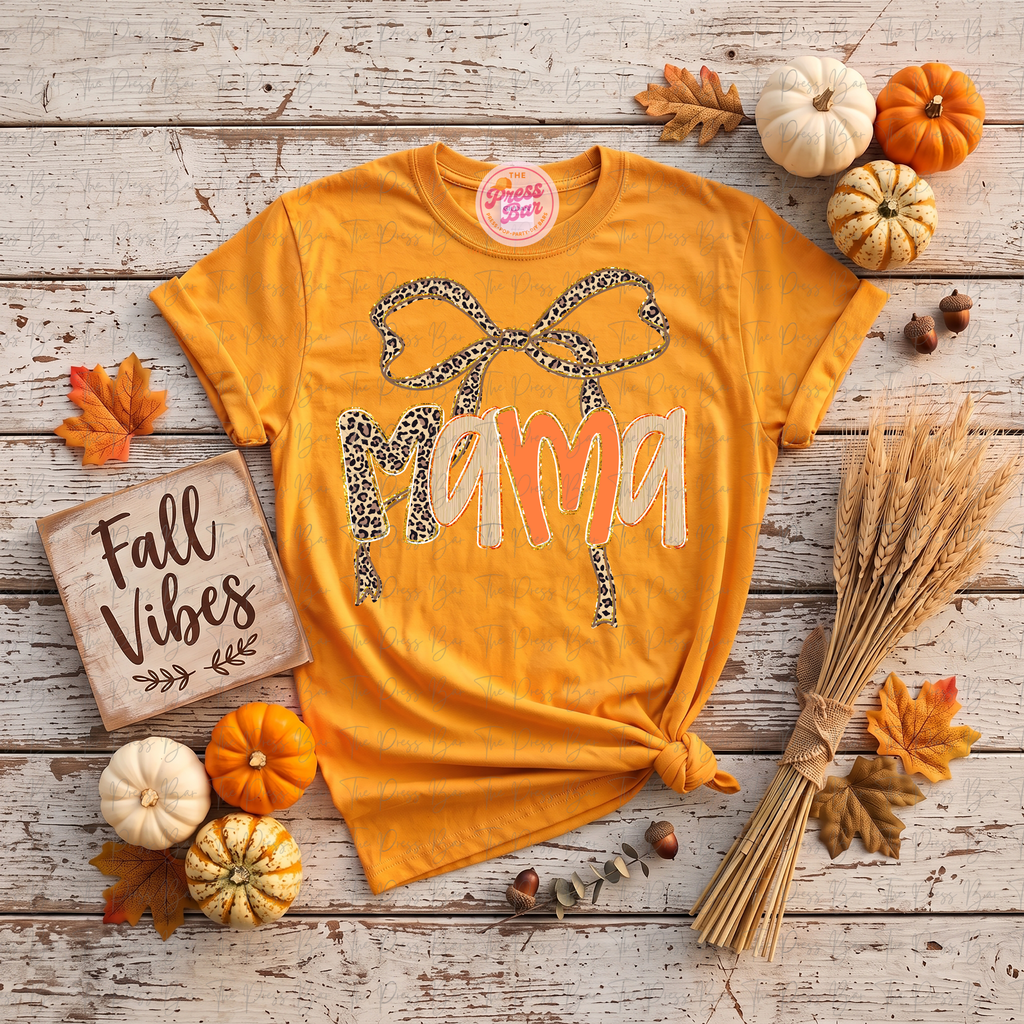 Leopard Bow Title Fall Shirt