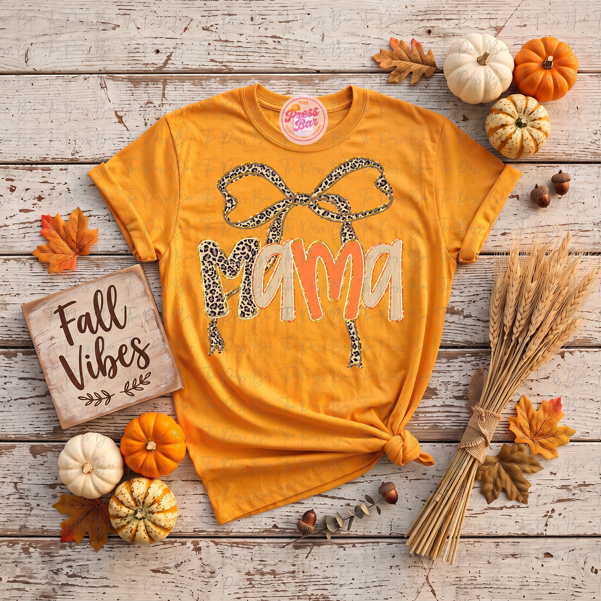 Leopard Bow Title Fall Shirt
