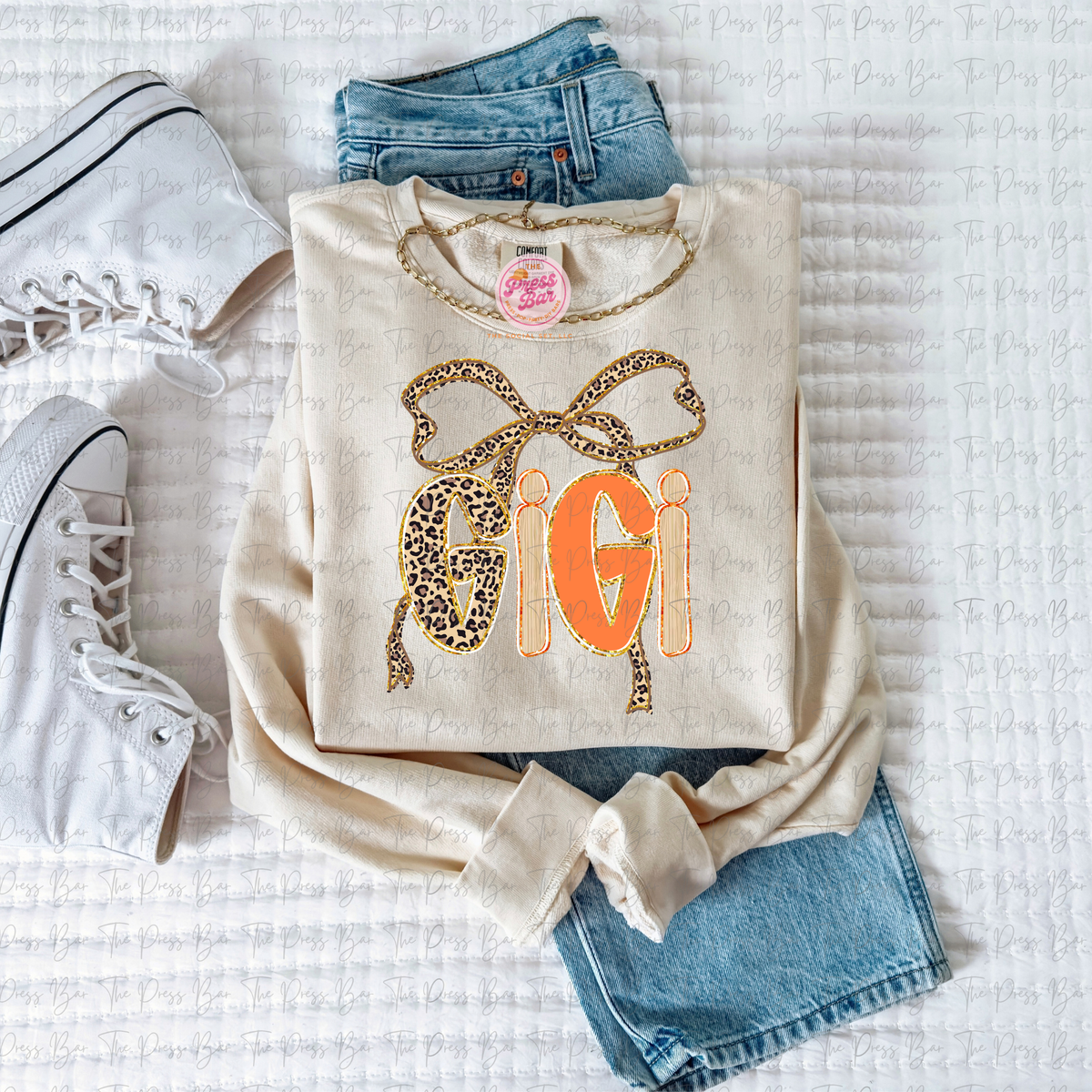Leopard Bow Title Fall Shirt