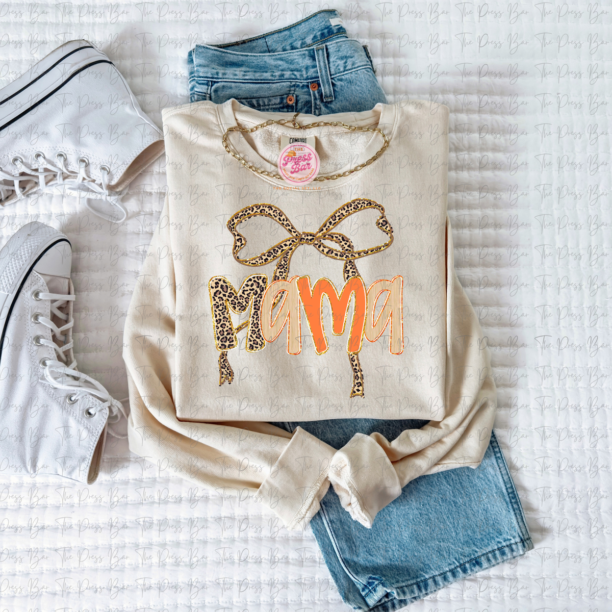 Leopard Bow Title Fall Shirt