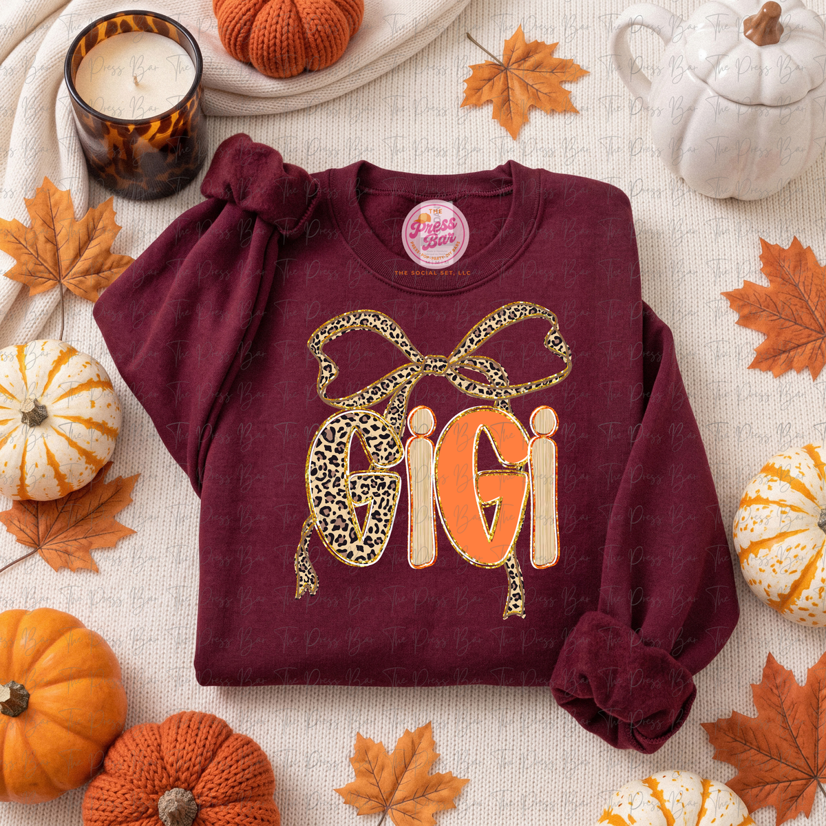 Leopard Bow Title Fall Shirt