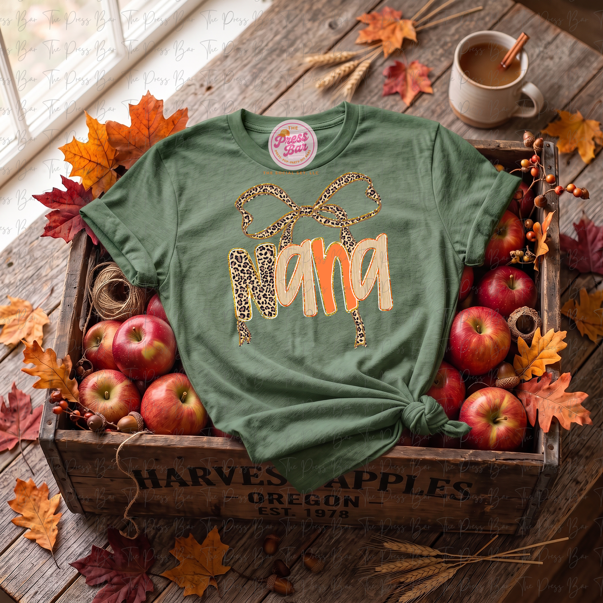 Leopard Bow Title Fall Shirt