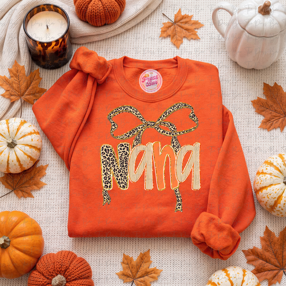 Leopard Bow Title Fall Shirt