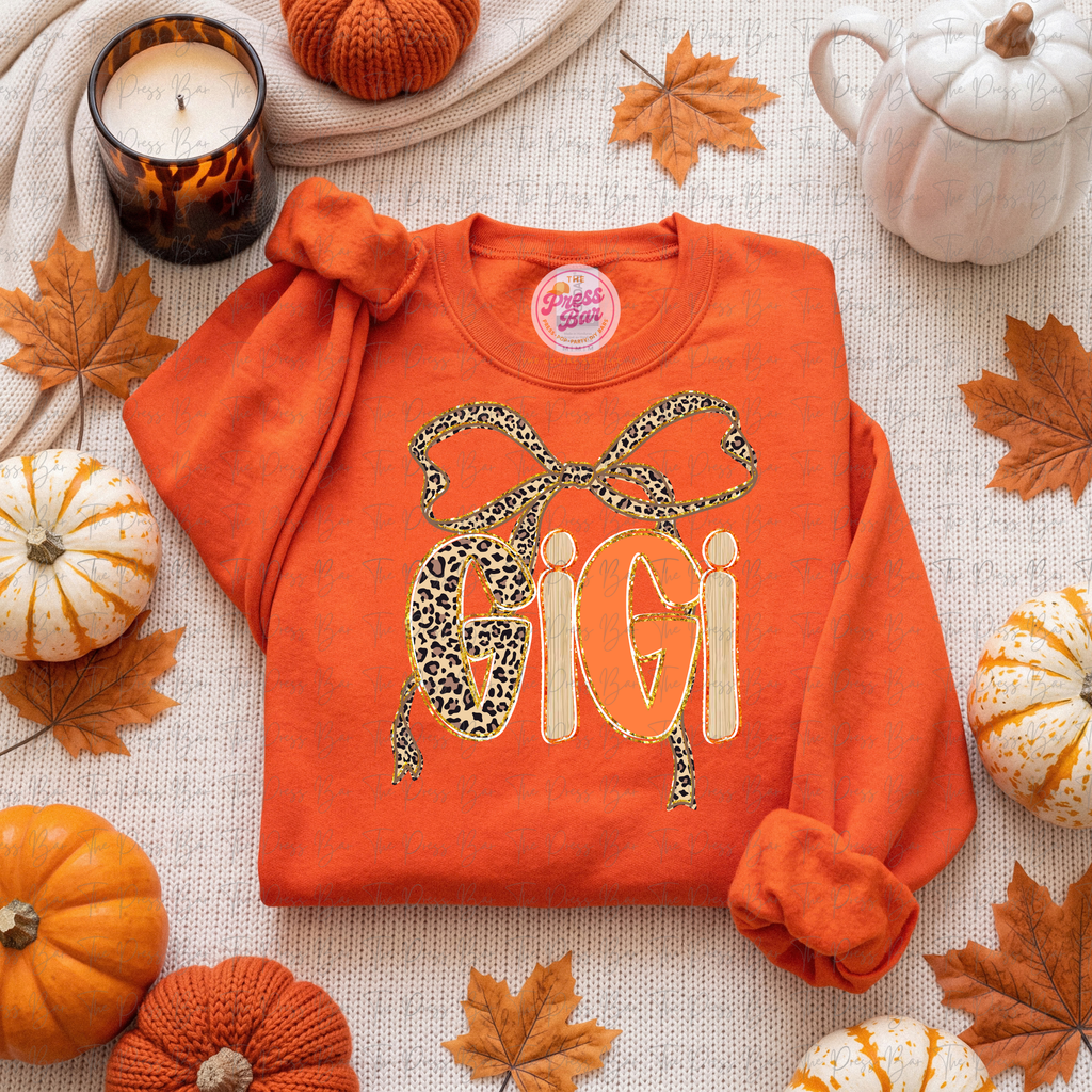 Leopard Bow Title Fall Shirt