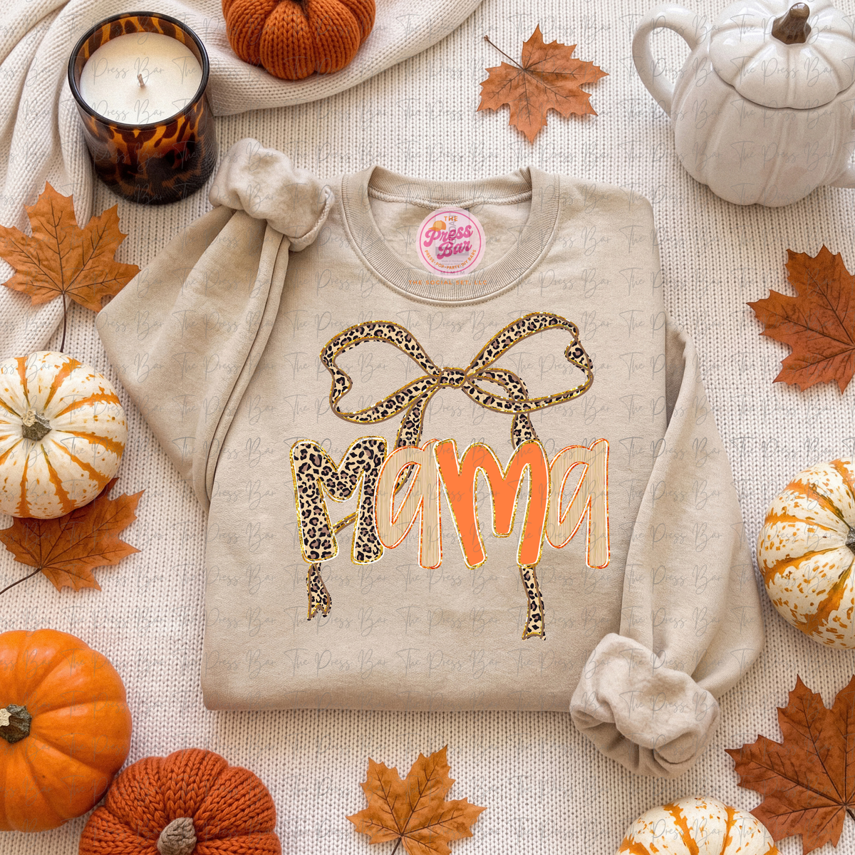 Leopard Bow Title Fall Shirt